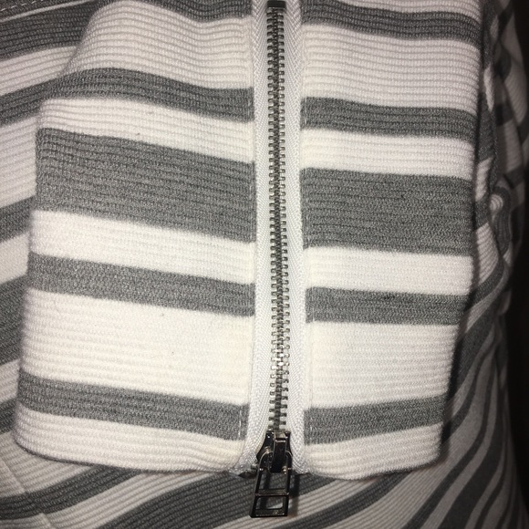 Bagatelle Small Gray & White Stripe Moto Jacket - Picture 8 of 10